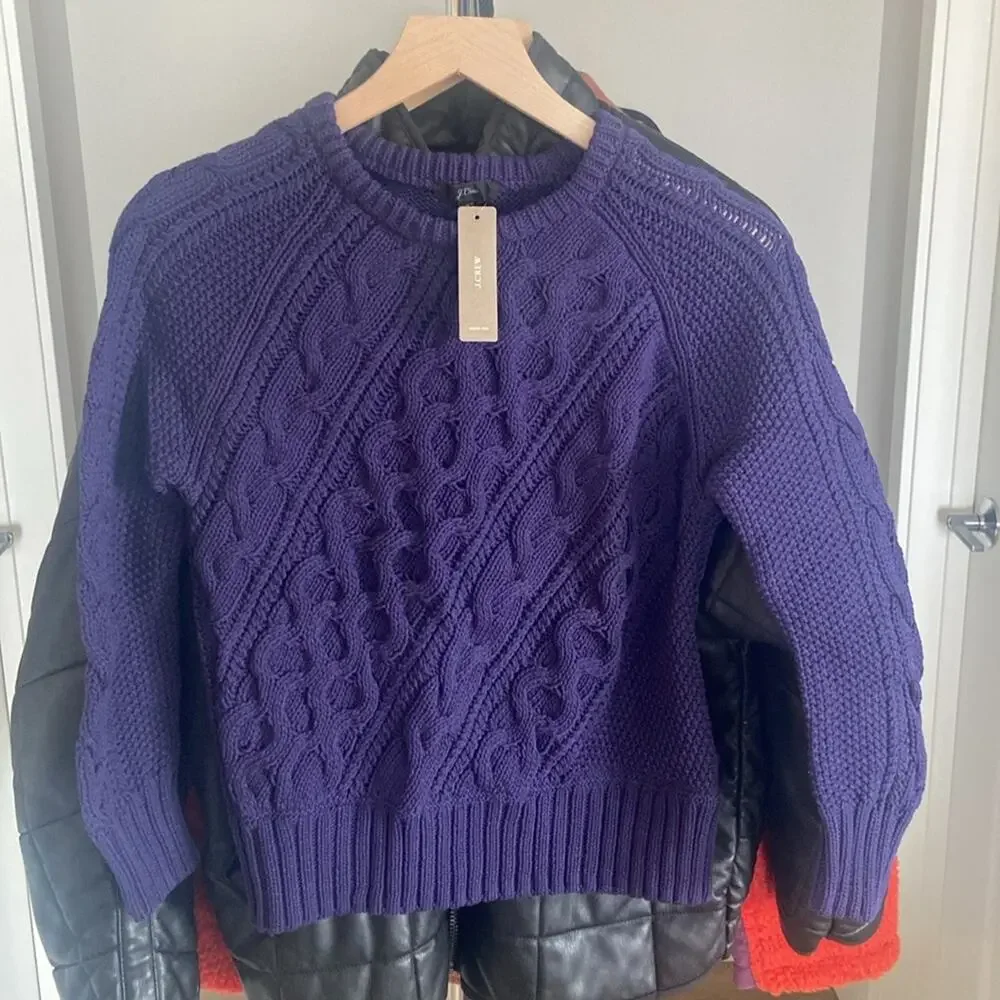 J. CREW Cable Knit Sweater Purple  XS AK157